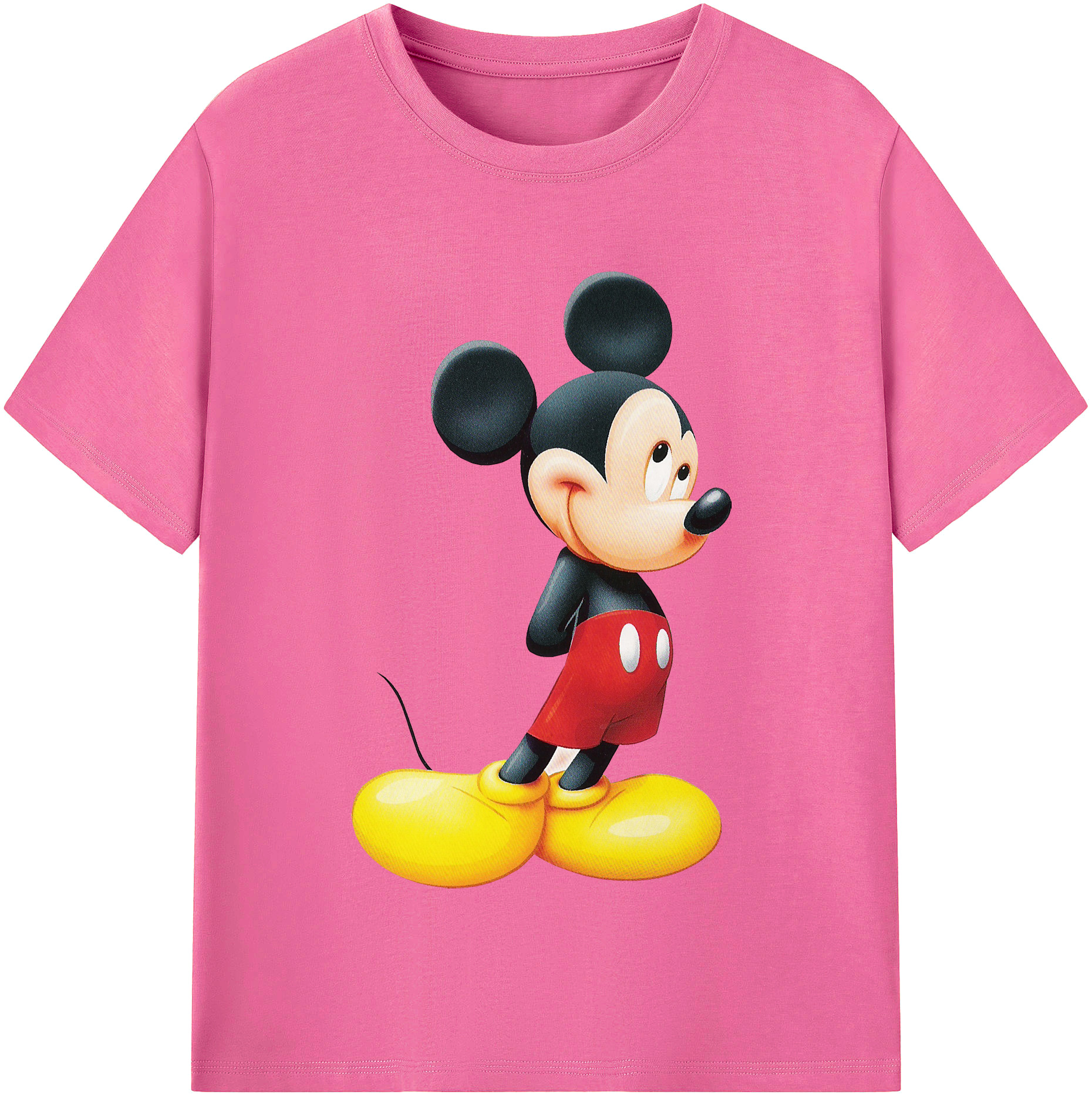 （画像用） ミッキーマウス Mickey Mouse レディースカジュアルプリントTシャツ（綿100％）